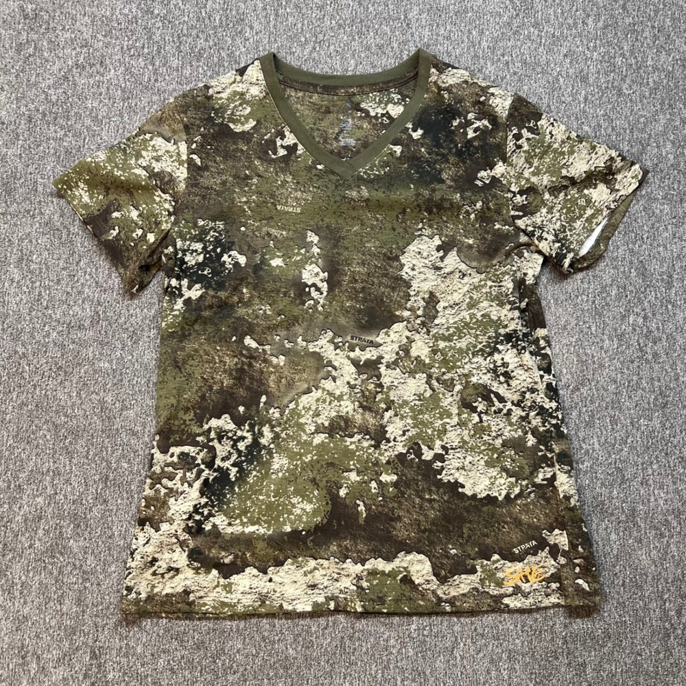 SHE Outdoor Camouflage V-Neck T-Shirt‎ Womens Medium Hunting Fishing Nature